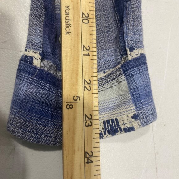American Eagle Outfitters Snap Button Shirt Womens L Boyfriend Fit Plaid Blue We - Picture 9 of 10